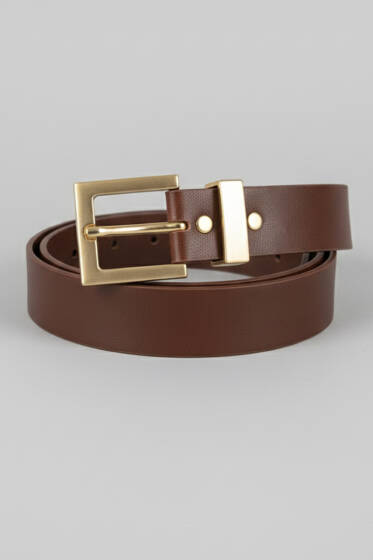 Gold Tokalı Klasik Kemer Taba - Deri Kemer