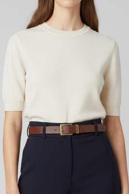 Gold Tokalı Klasik Kemer Taba - Deri Kemer