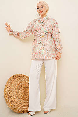 Gold Tokalı Paisley Desen Tunik Mint - Tunik