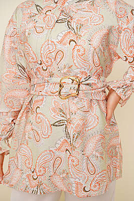 Gold Tokalı Paisley Desen Tunik Mint - Tunik