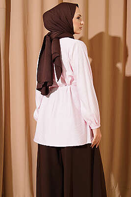 Gold Tokalı Pelerinli Tunik Pembe - Tunik