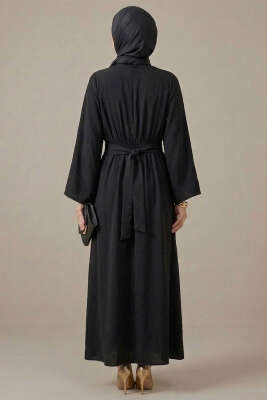 Gold Tokalı Pens Detaylı Elbise Siyah - Elbise