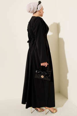 Gold Tokalı Pensli Tensel Elbise Siyah - Elbise