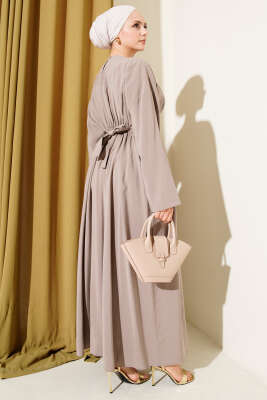 Gold Tokalı Pensli Tensel Elbise Vizon - Elbise