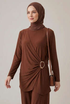 Gold Tokalı Sandy İkili Takım Kahve - İkili Takım