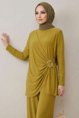 Gold Tokalı Sandy İkili Takım Yağ Yeşili - İkili Takım