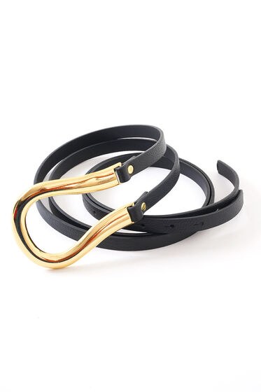 Gold Tokalı Siyah Kemer - Deri Kemer