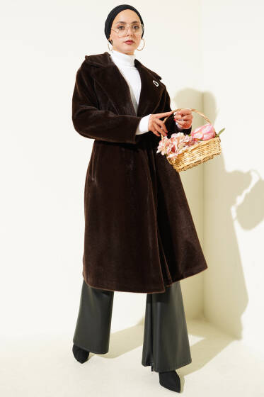 Goldfox Kuşaklı Kaşe Kaban Acı Kahve - Kaban