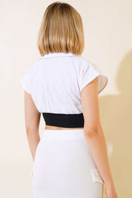 Gömlek Görünümlü Crop Beyaz - Kadın Giyim Modelleri