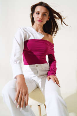 Gömlek Garnili Bluz Menekşe - Kadın Giyim Modelleri