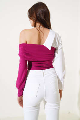 Gömlek Garnili Bluz Menekşe - Kadın Giyim Modelleri