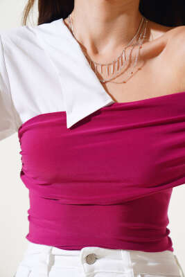 Gömlek Garnili Bluz Menekşe - Kadın Giyim Modelleri