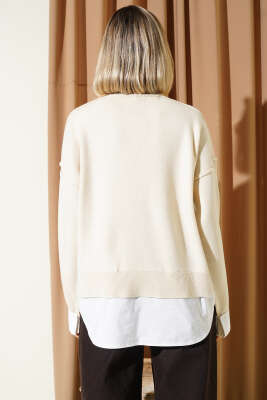 Gömlek Garnili Salaş Triko Kazak Taş - Kadın Giyim Modelleri