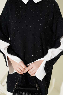 Gömlek Garnili Taş Süslemeli Tunik Koyu Lacivert - 500-700 TL Ürünler