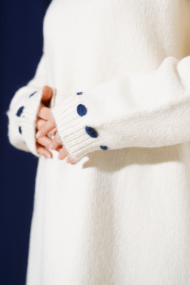 Gömlek İşi Şeritli Yumoş Triko Tunik Vanilya - Triko Tunik