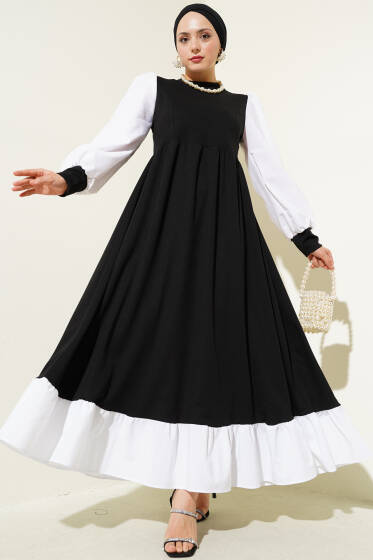 Gömlek Kol Prenses Elbise Siyah - Elbise