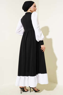 Gömlek Kol Prenses Elbise Siyah - Tesettür Elbise