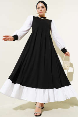 Gömlek Kol Prenses Elbise Siyah 