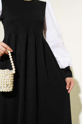 Gömlek Kol Prenses Elbise Siyah - Tesettür Elbise