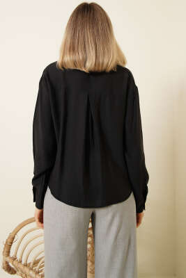 Gömlek Yaka Basic Düğmeli Gömlek Siyah - Kadın Giyim Modelleri