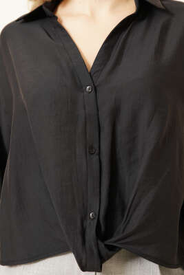 Gömlek Yaka Basic Düğmeli Gömlek Siyah - Kadın Giyim Modelleri