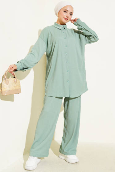 Gömlek Yaka Bürümcük İkili Takım Mint - İkili Takım
