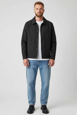 Gömlek Yaka Çıtçıtlı Mevsimlik Mont Siyah - Erkek Mont