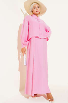 Gömlek Yaka Düğmeli Jile Takım Pembe - 500-700 TL Ürünler