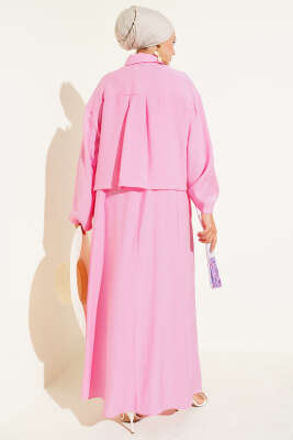 Gömlek Yaka Düğmeli Jile Takım Pembe - 500-700 TL Ürünler