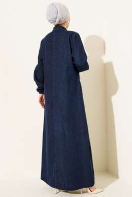 Gömlek Yaka Düğmeli Kot Elbise Lacivert - Elbise