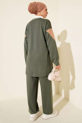 Gömlek Yaka Düğmeli Loyşa İkili Takım Haki - İkili Takım