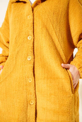 Gömlek Yaka Düğmeli Peluş Mont Hardal - Mont