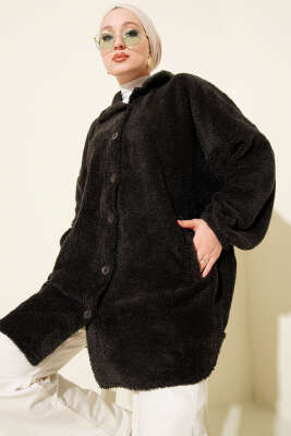 Gömlek Yaka Düğmeli Peluş Mont Nefti - MURAT GİYİM