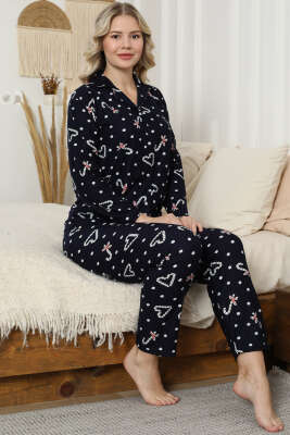 Gömlek Yaka Düğmeli Pijama Takımı Lacivert - IŞILAY