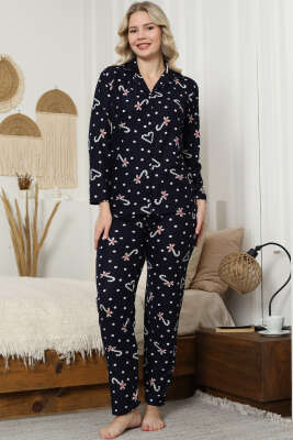 Gömlek Yaka Düğmeli Pijama Takımı Lacivert - Pijama