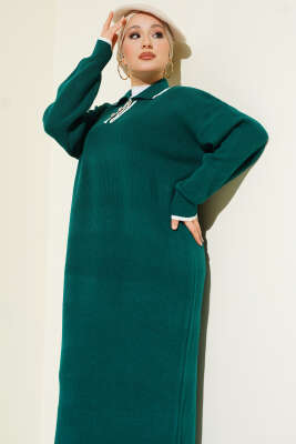 Gömlek Yaka Düğmeli Triko Elbise Nefti - Elbise