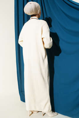 Gömlek Yaka Düğmeli Triko Elbise Taş - Elbise