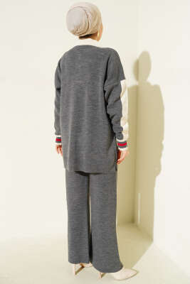 Gömlek Yaka Düğmeli Triko İkili Takım Antrasit - İkili Takım