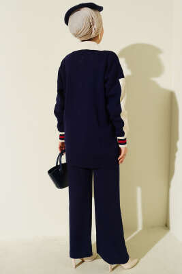 Gömlek Yaka Düğmeli Triko İkili Takım Lacivert - İkili Takım