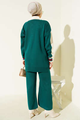 Gömlek Yaka Düğmeli Triko İkili Takım Zümrüt - İkili Takım