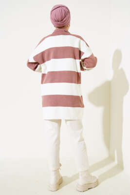 Gömlek Yaka Düğmeli Triko Tunik Gül Kurusu - Triko Tunik