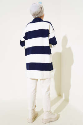 Gömlek Yaka Düğmeli Triko Tunik Lacivert - Triko Tunik