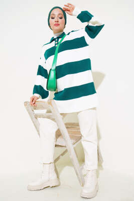 Gömlek Yaka Düğmeli Triko Tunik Nefti - Triko Tunik