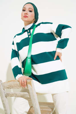 Gömlek Yaka Düğmeli Triko Tunik Nefti - Triko Tunik