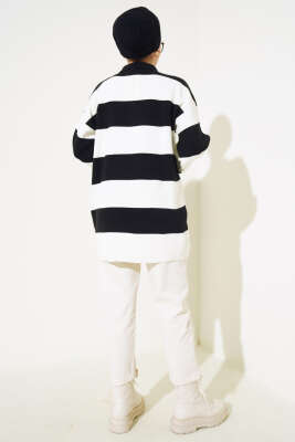 Gömlek Yaka Düğmeli Triko Tunik Siyah - Triko Tunik