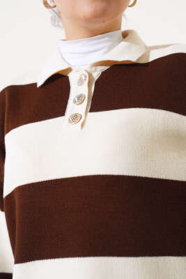 Gömlek Yaka Düğmeli Triko Tunik Taş - Triko Tunik