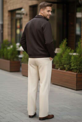 Gömlek Yaka Fermuarlı Erkek Bomber Ceket Kahve - Erkek Ceket