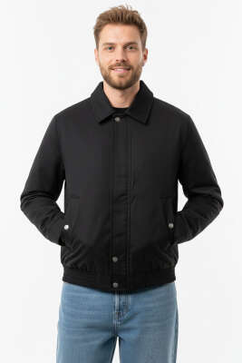 Gömlek Yaka Fermuarlı Mevsimlik Ceket Siyah - GAVAZZİ