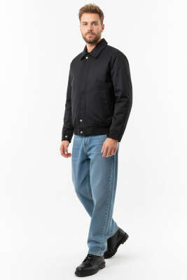 Gömlek Yaka Fermuarlı Mevsimlik Ceket Siyah - Erkek Ceket