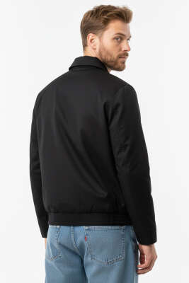 Gömlek Yaka Fermuarlı Mevsimlik Ceket Siyah - Erkek Ceket